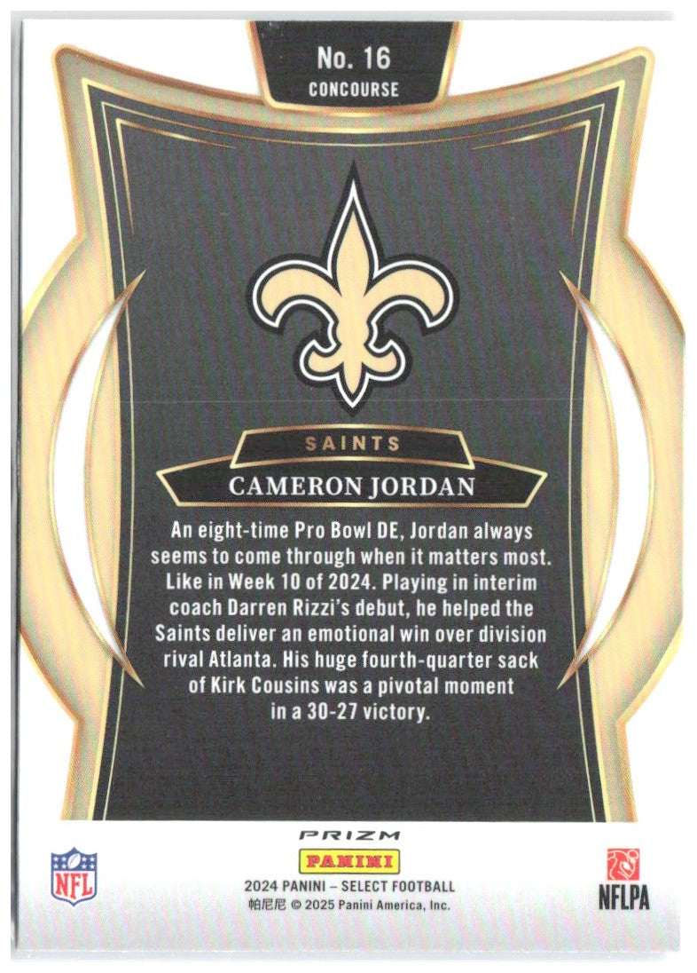 Cameron Jordan Panini Select - Red & Blue Prizm Shock 16 2024 New Orleans Saints