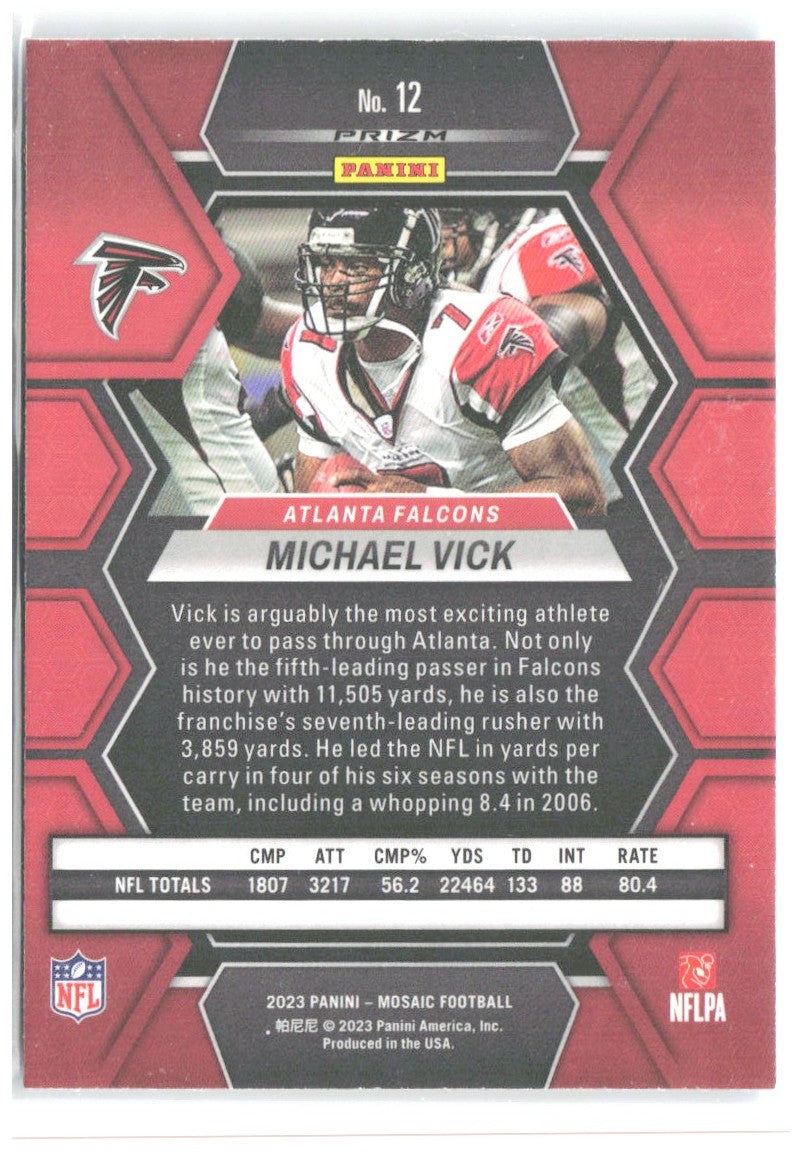 Michael Vick Panini Mosaic - Reactive Blue Mosaic 12 2023 Atlanta Falcons