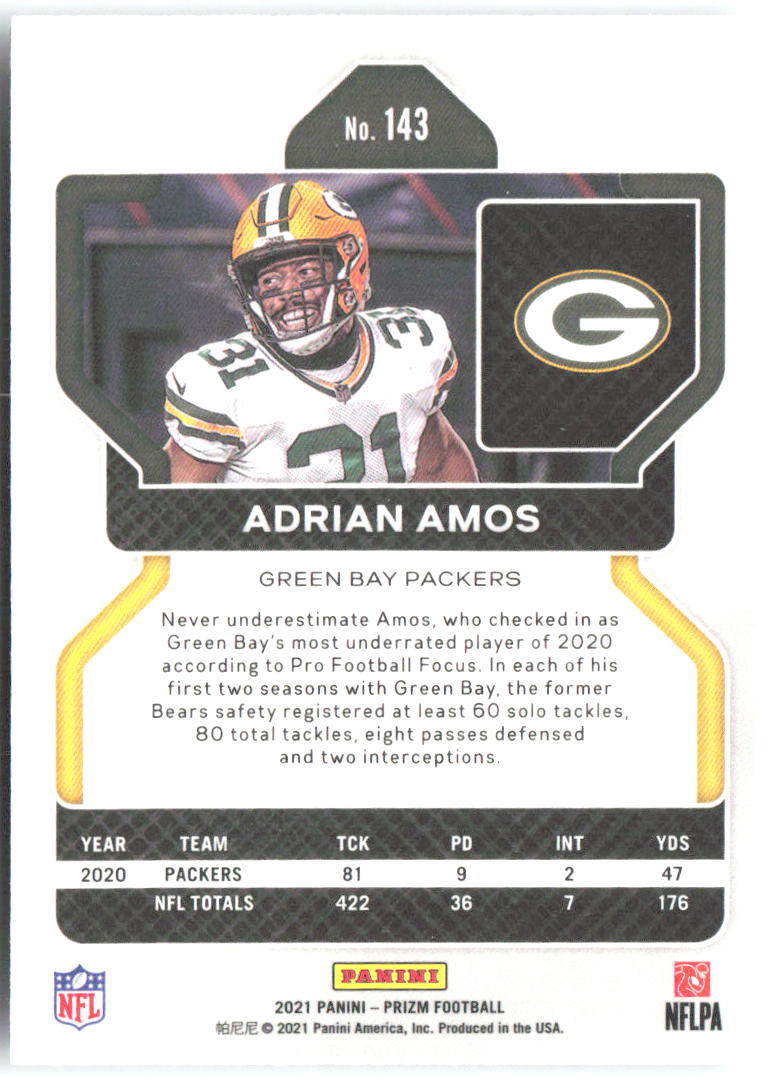 Adrian Amos Panini Prizm 143 2021 Green Bay Packers