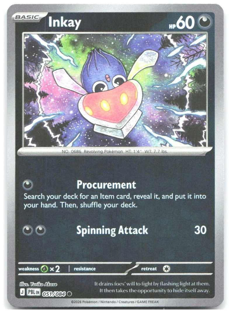 Inkay Reverse Holo Common ME05 Pitch Black 051/084 NM Yuriko Akase