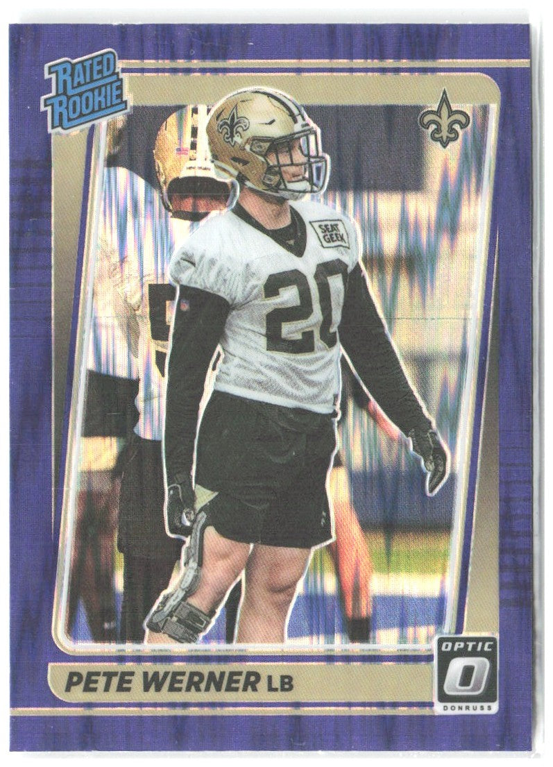 Pete Werner Donruss Optic - Purple Shock 276 2021 New Orleans Saints