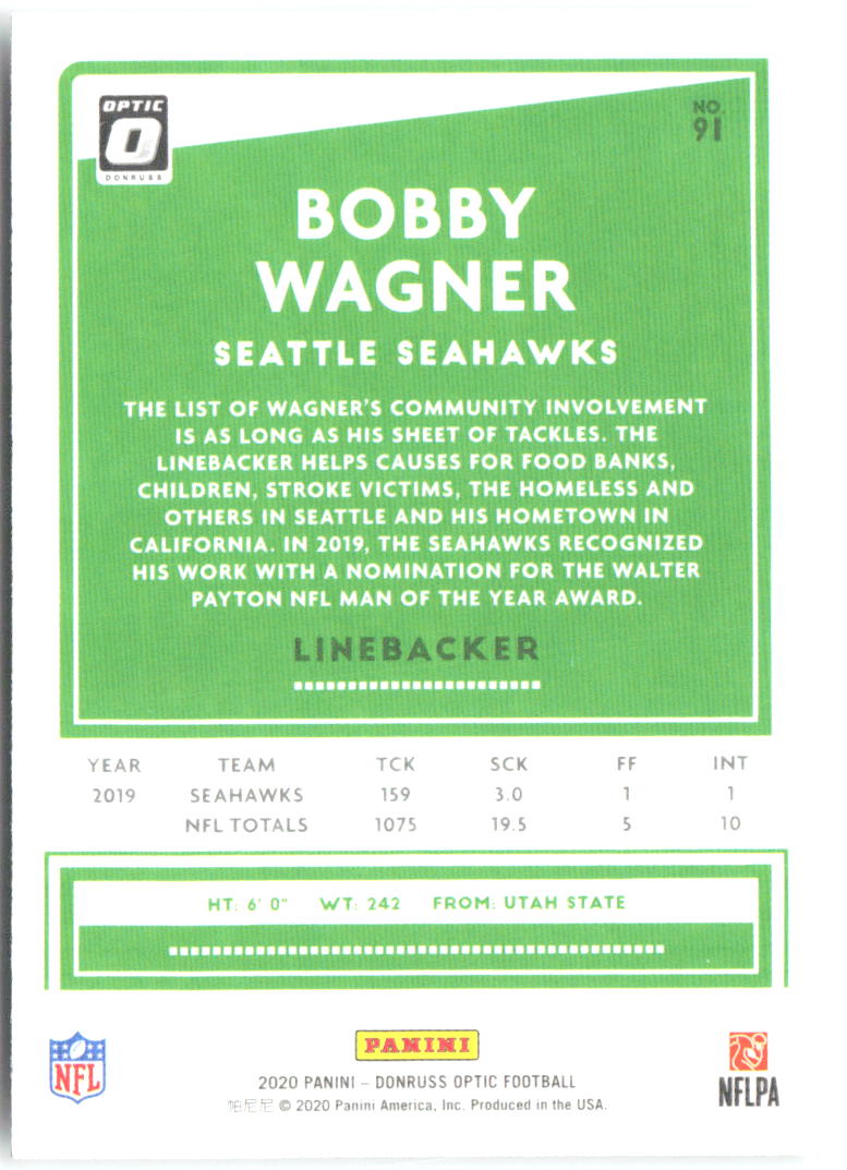 Bobby Wagner Donruss Optic 91 2020 Seattle Seahawks