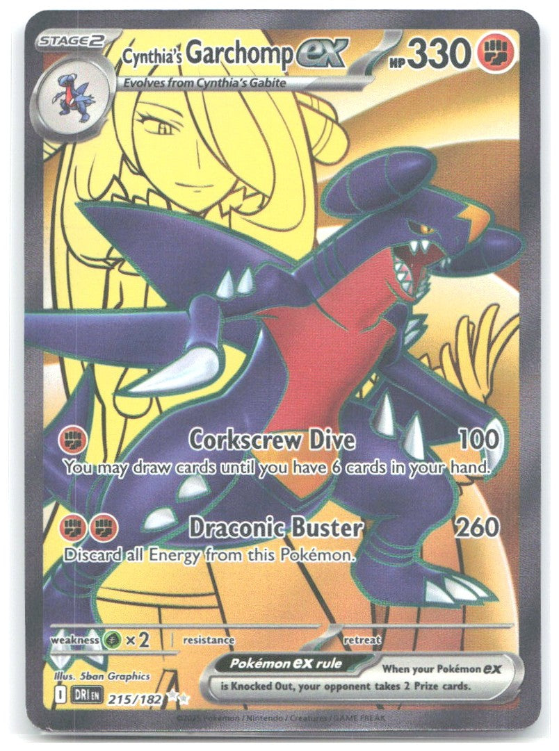 Cynthia's Garchomp ex Ultra Rare SV10 Destined Rivals 215/182 NM 5ban Graphics