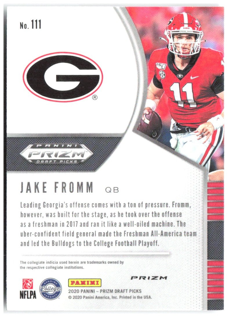 Jake Fromm Panini Prizm Draft Picks - Prizms Silver 111 2020 Georgia Bulldogs
