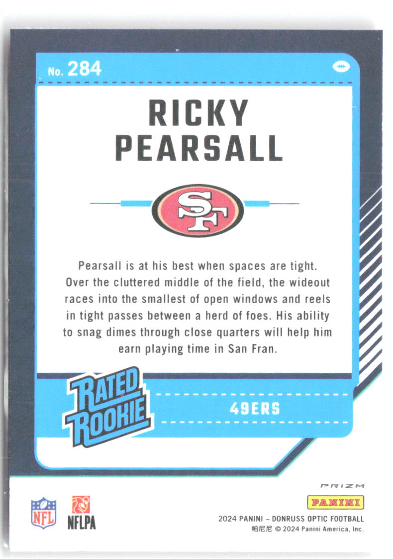 Ricky Pearsall Donruss Optic - Pink 284 2024 San Francisco 49ers