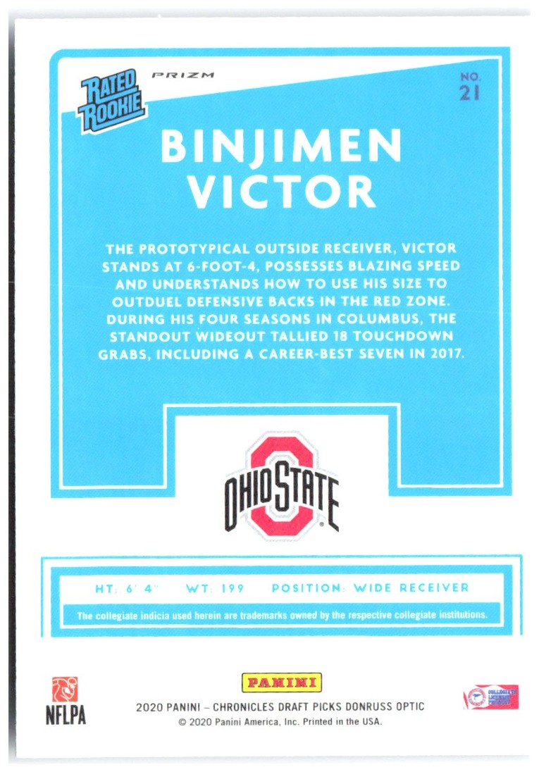 Binjimen Victor Chronicles Draft Picks Donruss Optic Rated Rookies Blue 21 2020