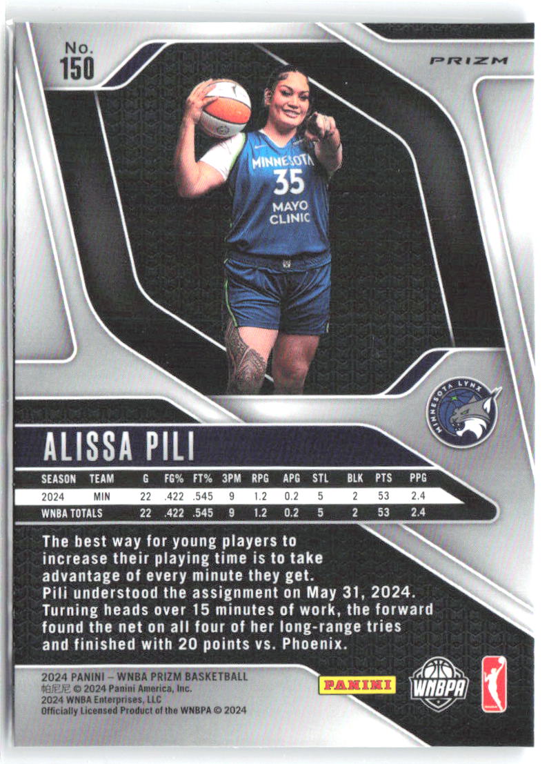 Alissa Pili Panini Prizm WNBA - Blue Velocity Prizms 150 2024 Minnesota Lynx