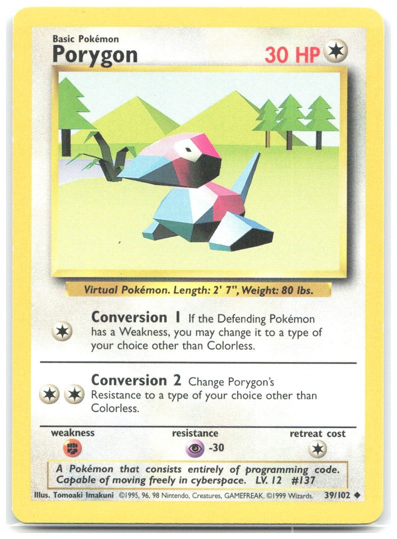 Porygon Uncommon Base Set 039/102 NM Tomoaki Imakuni