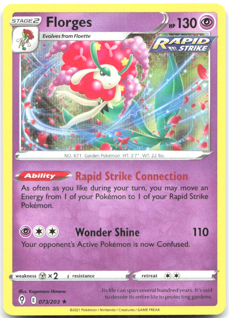 Florges Holo Rare SWSH07: Evolving Skies 073/203 NM Kagemaru Himeno