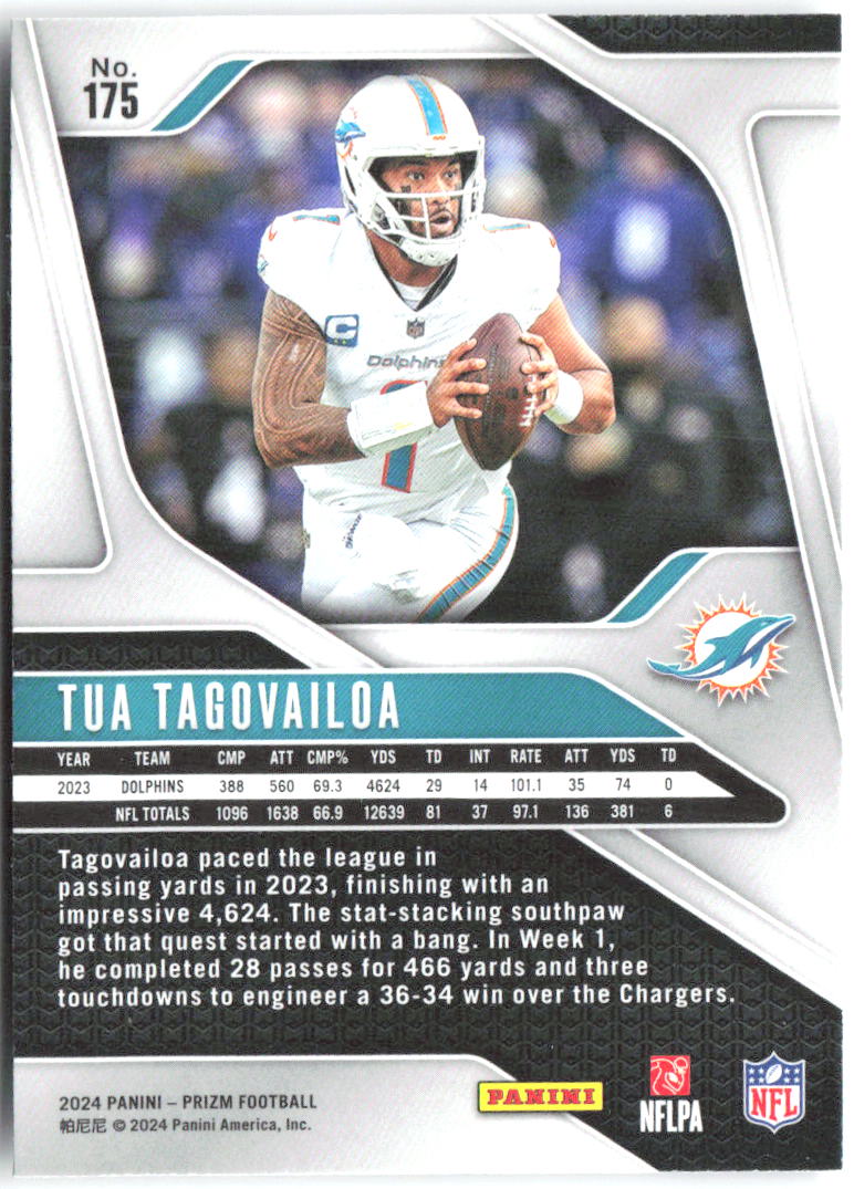 Tua Tagovailoa Panini Prizm 175 2024 Miami Dolphins