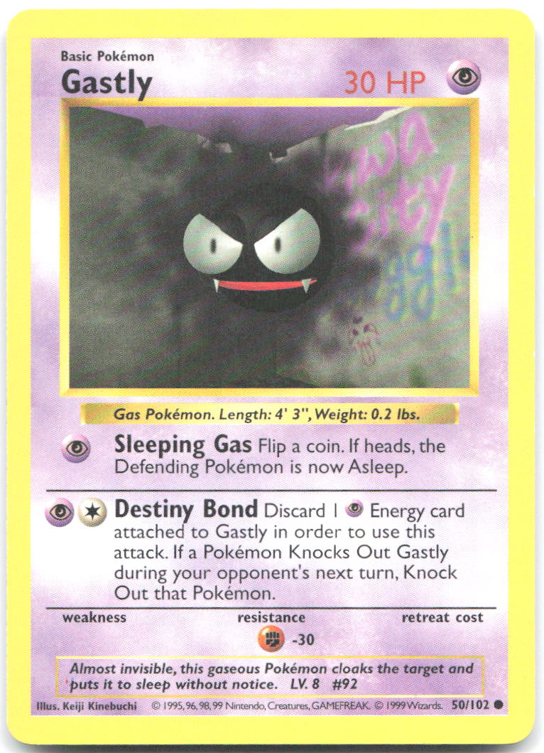 Gastly Unlimited Common Base Set Shadowless 050/102 LP Keiji Kinebuchi