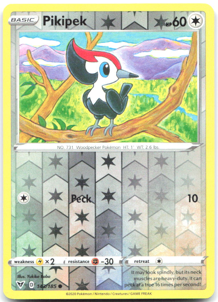 Pikipek Reverse Holo Common SWSH04 Vivid Voltage 143/185 NM Yukiko Baba
