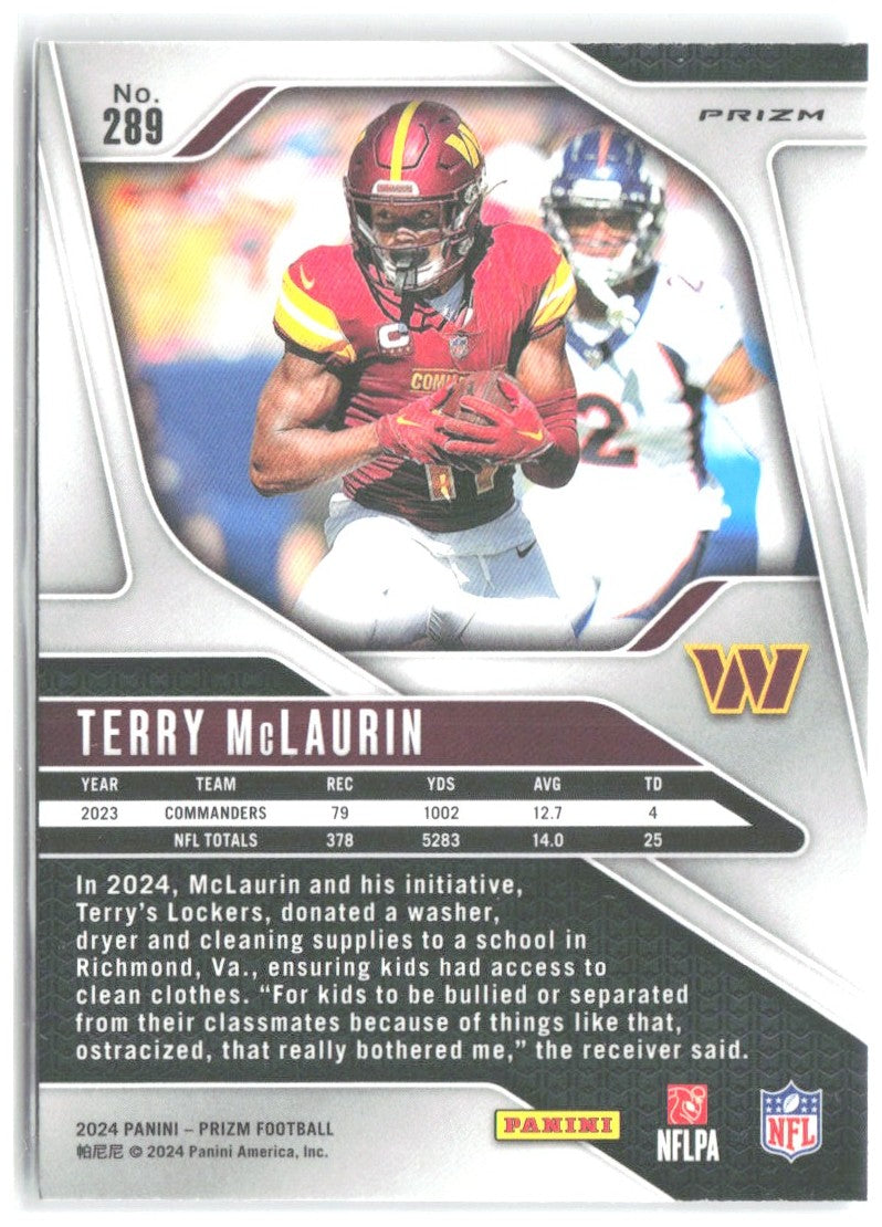Terry McLaurin Panini Prizm - Silver 289 2024 Washington Commanders