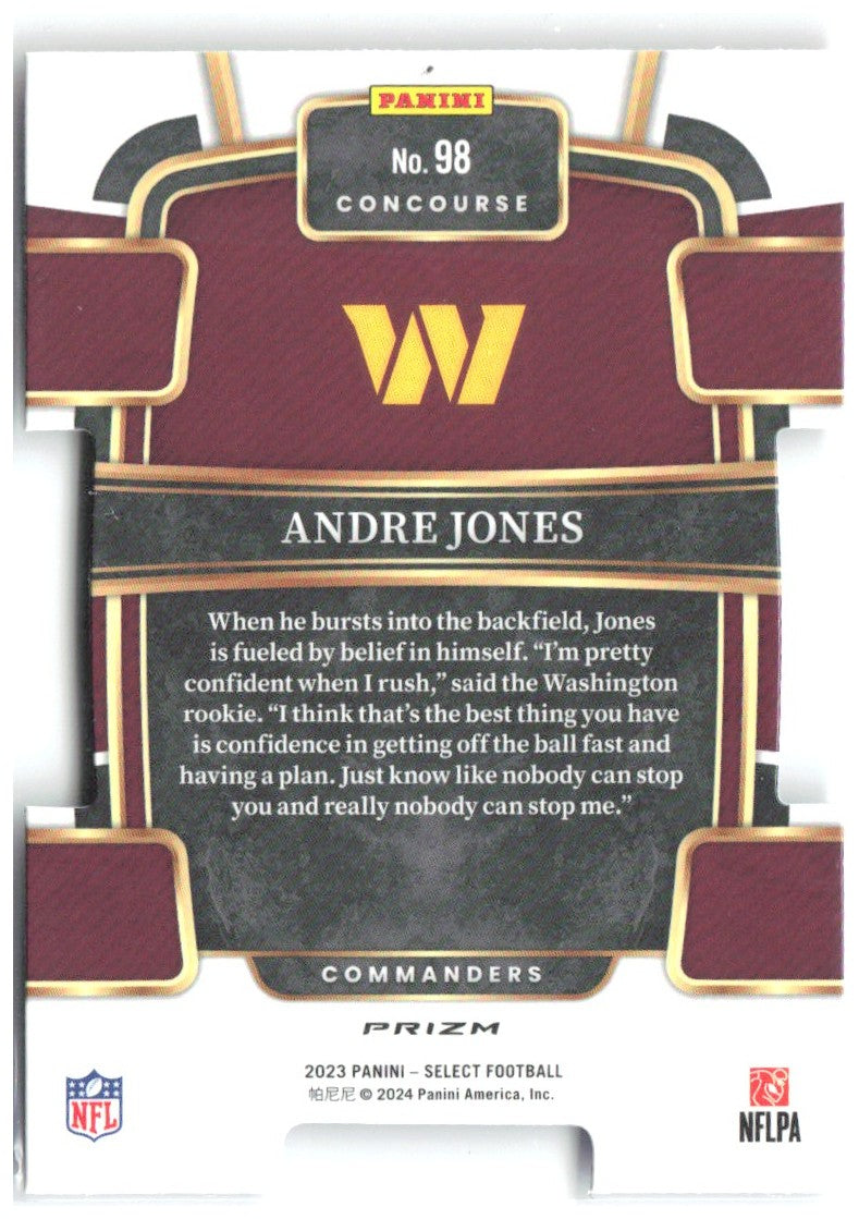 Andre Jones Select - Red and Blue Prizms Die Cuts 98 2023 Washington Commanders