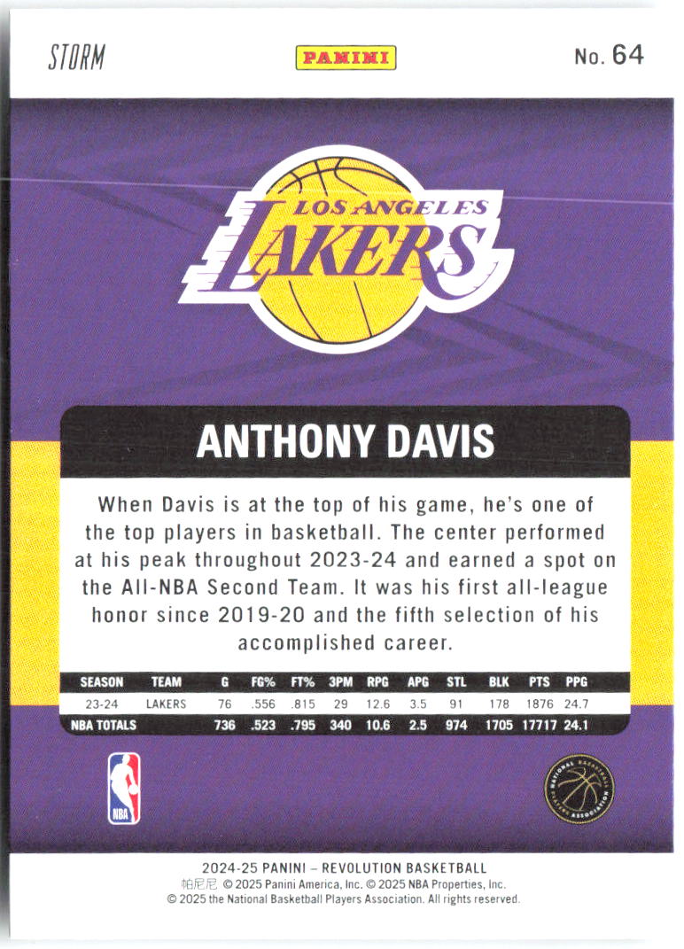 Anthony Davis Panini Revolution 64 2024-25 Los Angeles Lakers