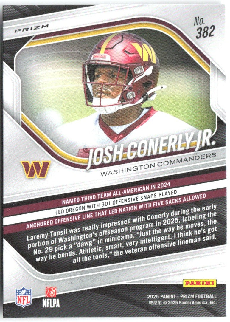 Josh Conerly Jr. Panini Prizm - White Disco 382 2025 Washington Commanders