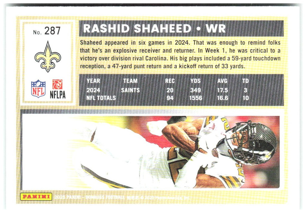 Rashid Shaheed Donruss - Press Proofs Green 287 2025 New Orleans Saints