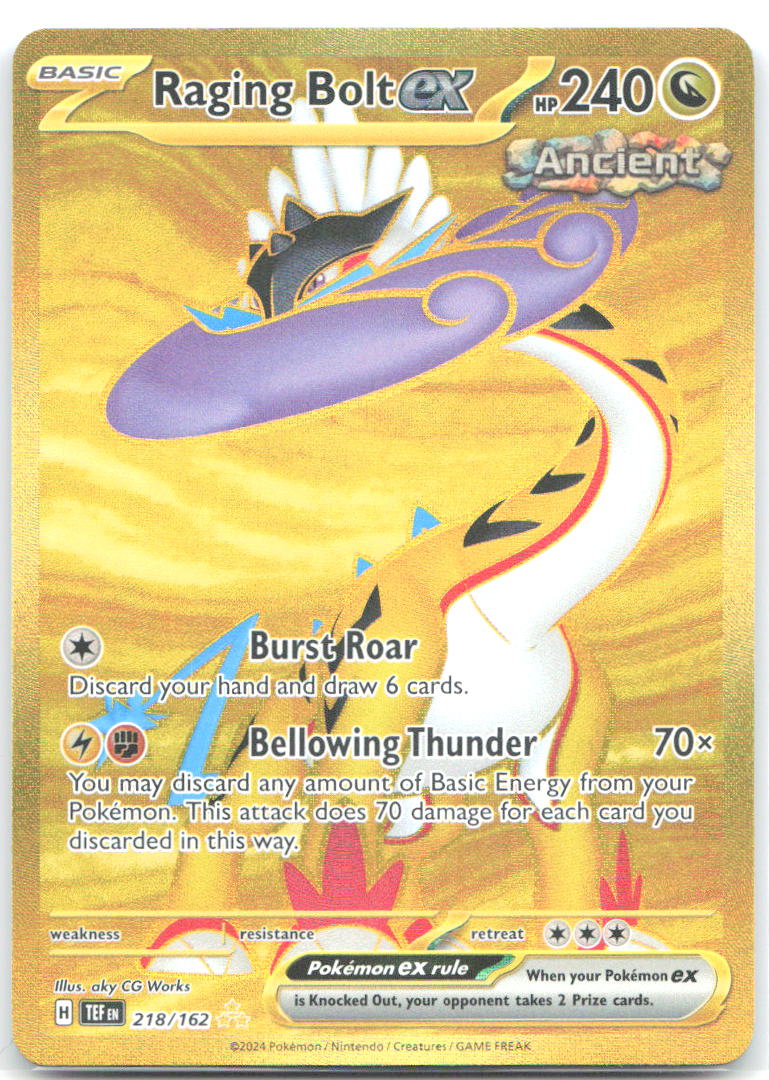 Raging Bolt ex Holo Hyper Rare SV05: Temporal Forces 218/162 NM aky CG Works