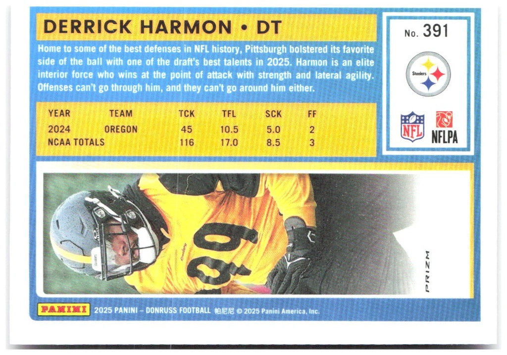 Derrick Harmon Donruss - Optic Rated Rookies Pink 391 2025 Pittsburgh Steelers