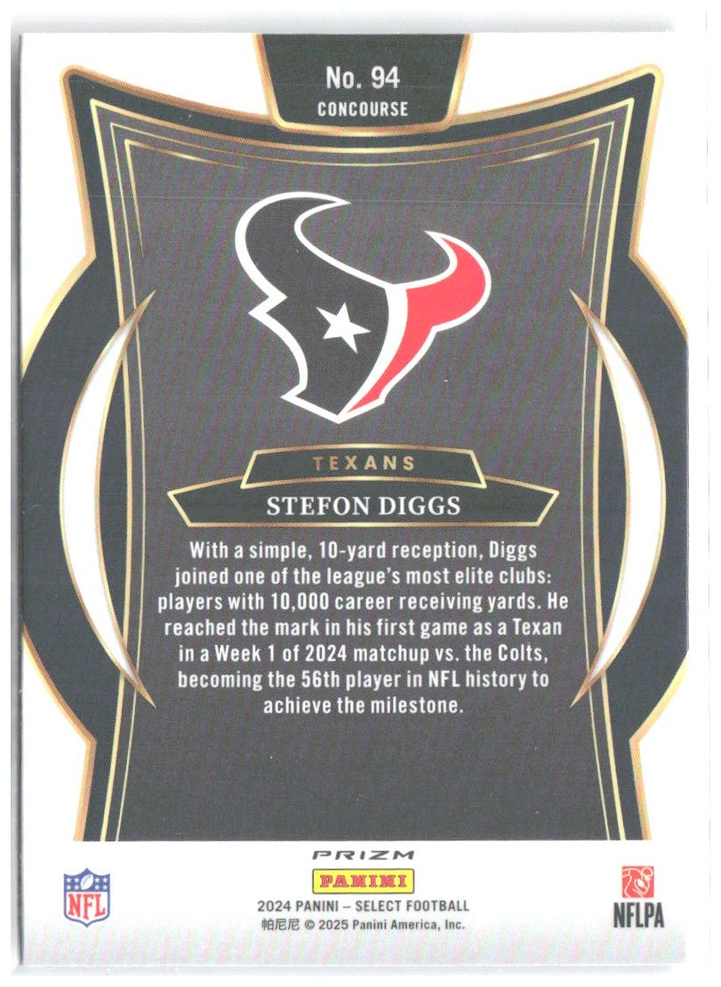 Stefon Diggs Panini Select - Red & Blue Prizm Shock 94 2024 Houston Texans