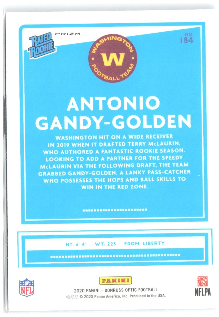 Antonio Gandy-Golden Donruss Optic Blue Scope 184 2020 Washington Football Team