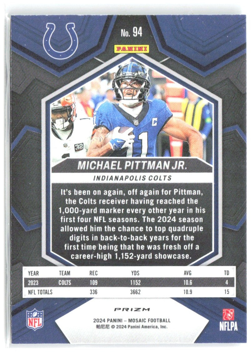 Michael Pittman Jr. Panini Mosaic - Silver 94 2024 Indianapolis Colts