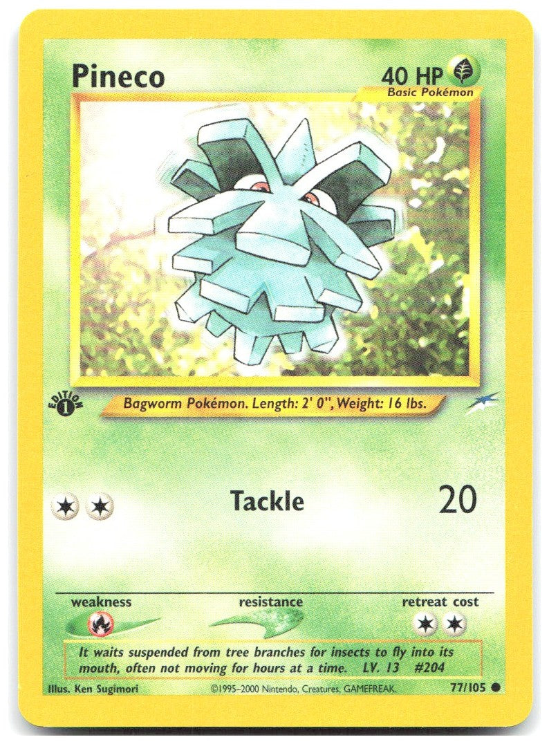 Pineco 1st Edition Common Neo Destiny 077/105 NM Ken Sugimori