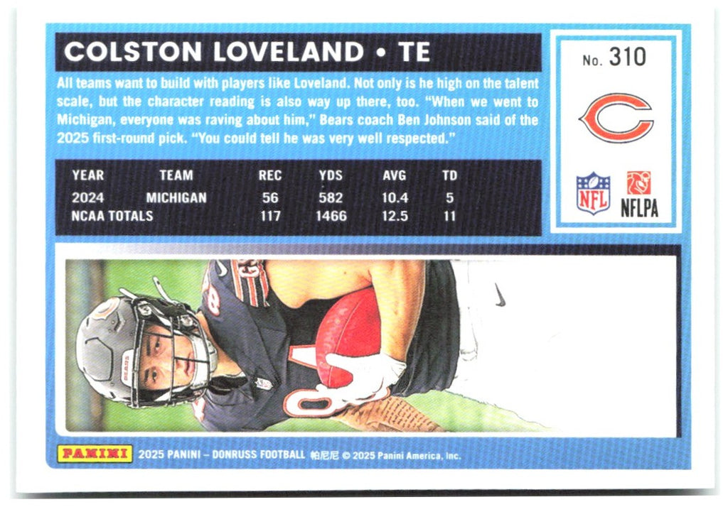 Colston Loveland Donruss - Press Proofs Green 310 2025 Chicago Bears