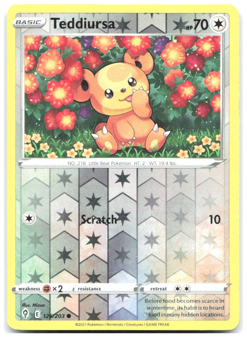 Teddiursa Reverse Holo Common SWSH07 Evolving Skies 126/203 NM Mizue