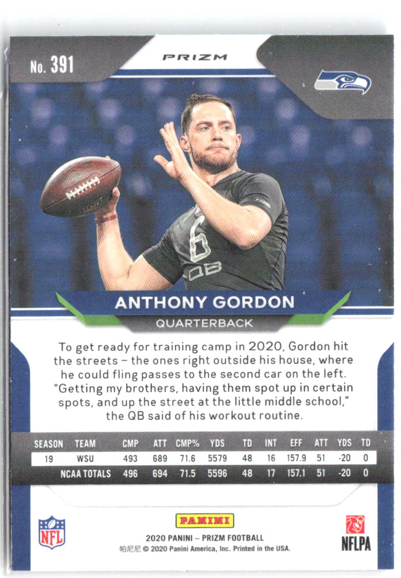 Anthony Gordon Panini Prizm - Prizm Red White and Blue 391 2020 Seattle Seahawks
