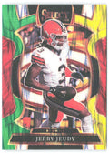 Jerry Jeudy Panini Select Green and Yellow Prizm Shock 56 2025 Cleveland Browns