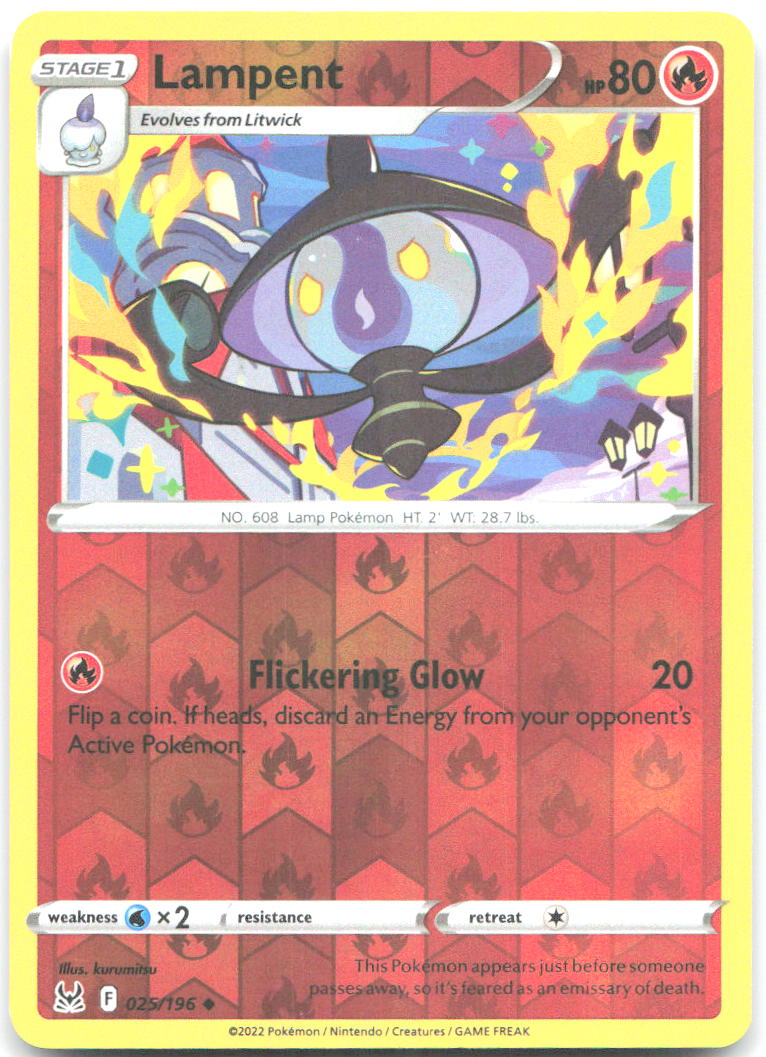 Lampent Reverse Holo Uncommon SWSH11 Lost Origin 025/196 NM kurumitsu