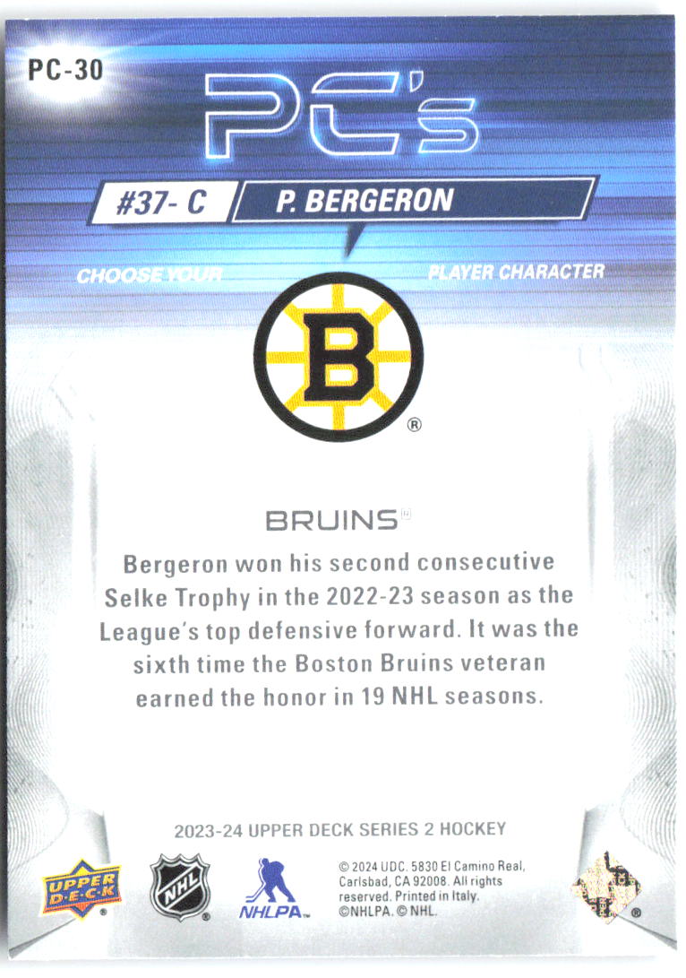 Patrice Bergeron Upper Deck - PC's PC-30 2023-24 Boston Bruins