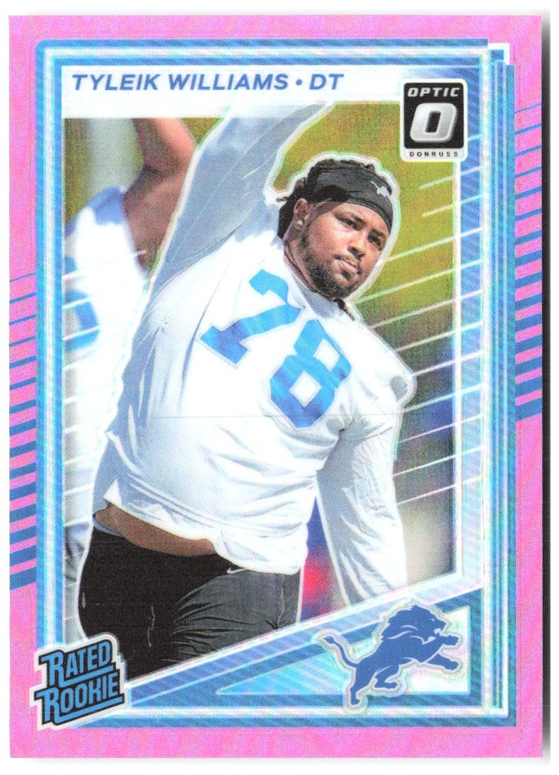 Tyleik Williams Donruss Optic Rated Rookies Preview Pink 360 2025 Detroit Lions