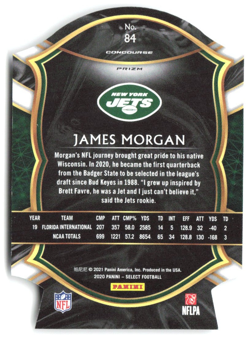 James Morgan Panini Select - White Prizm Die Cut 84 2020 New York Jets
