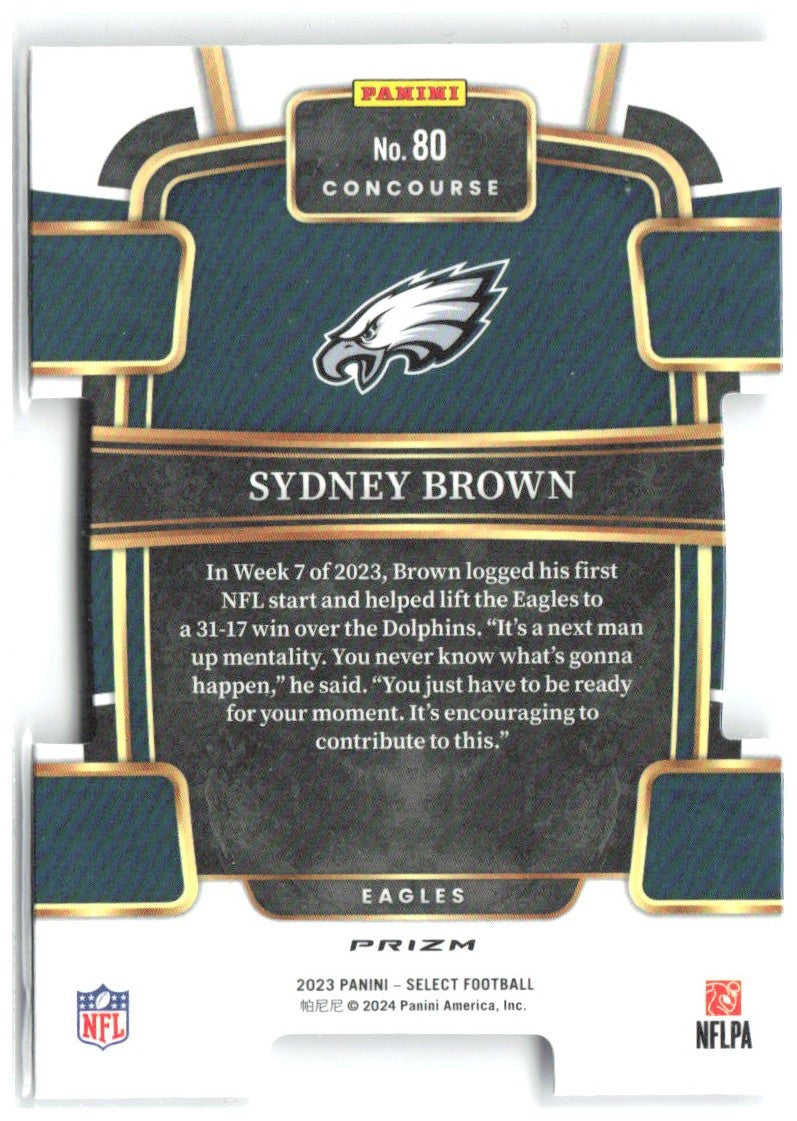Sydney Brown Panini Select - Silver Prizms Die Cuts 80 2023 Philadelphia Eagles