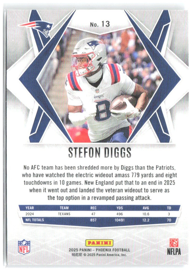 Stefon Diggs Panini Phoenix - Silver Pyramids Prizm 13 2025 New England Patriots
