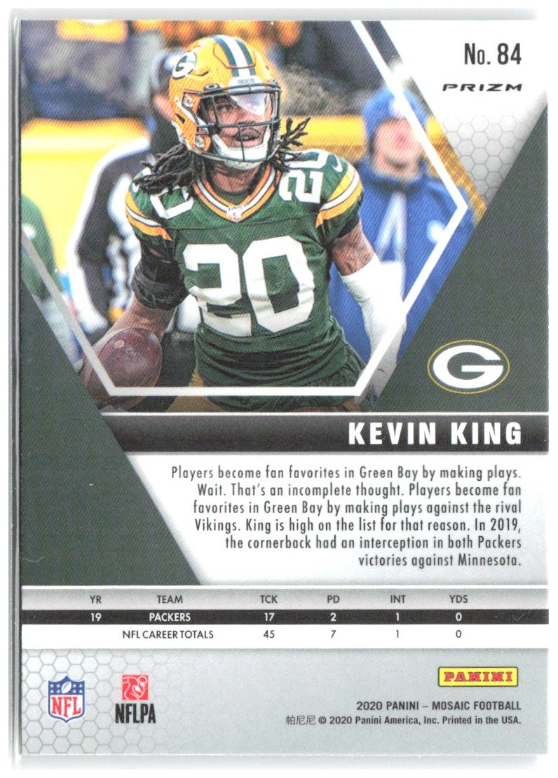 Kevin King Panini Mosaic - Prizm Silver 84 2020 Green Bay Packers