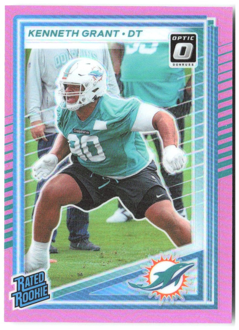 Kenneth Grant Donruss - Optic Rated Rookies Preview Pink 370 2025 Miami Dolphins