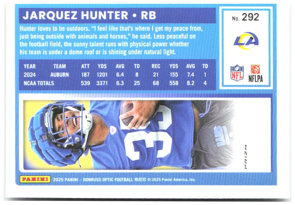 Jarquez Hunter Donruss Optic - Holo 292 2025 Los Angeles Rams