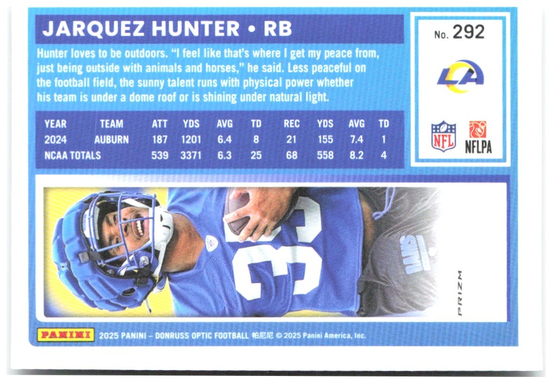 Jarquez Hunter Donruss Optic - Holo 292 2025 Los Angeles Rams