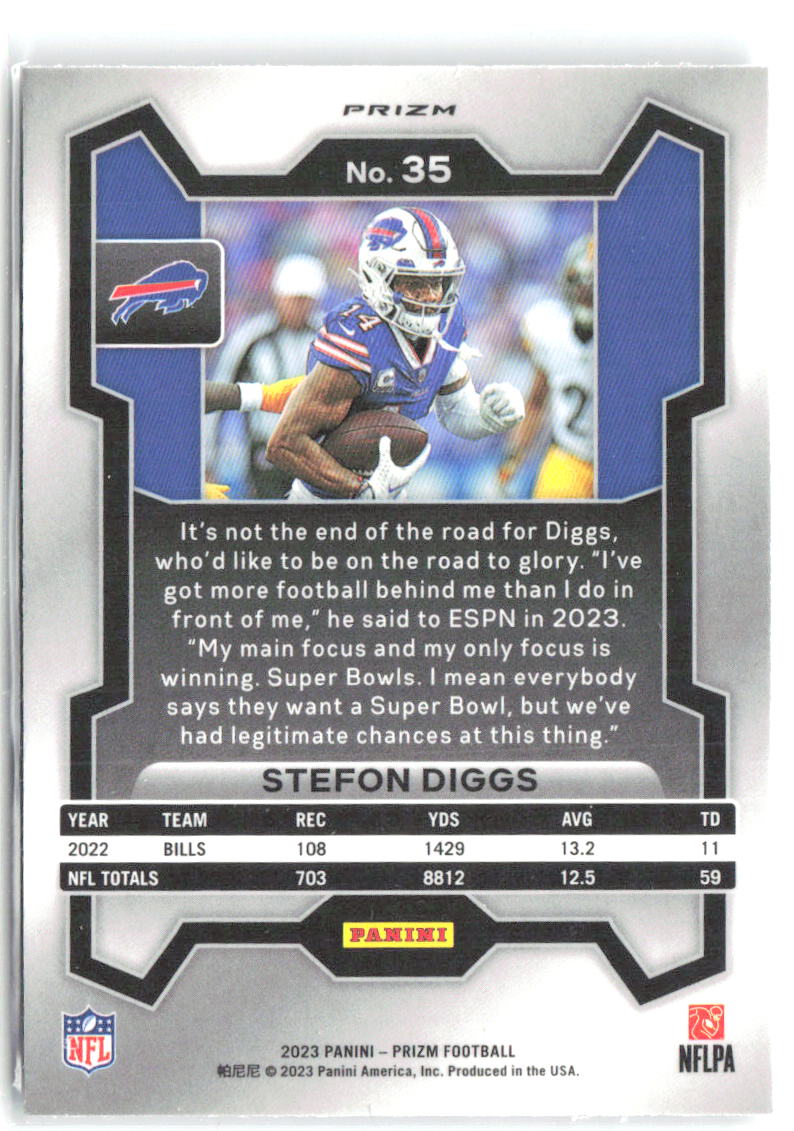 Stefon Diggs Panini Prizm - Silver 35 2023 Buffalo Bills