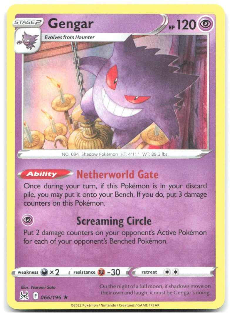 Gengar Holo Rare SWSH11 Lost Origin 066/196 NM Narumi Sato