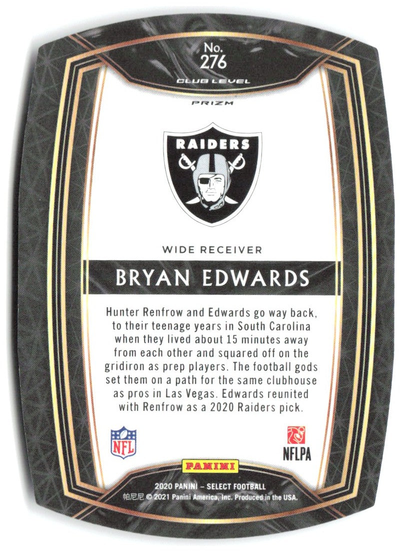 Bryan Edwards Panini Select - Purple Prizm Die Cut 276 2020 Las Vegas Raiders