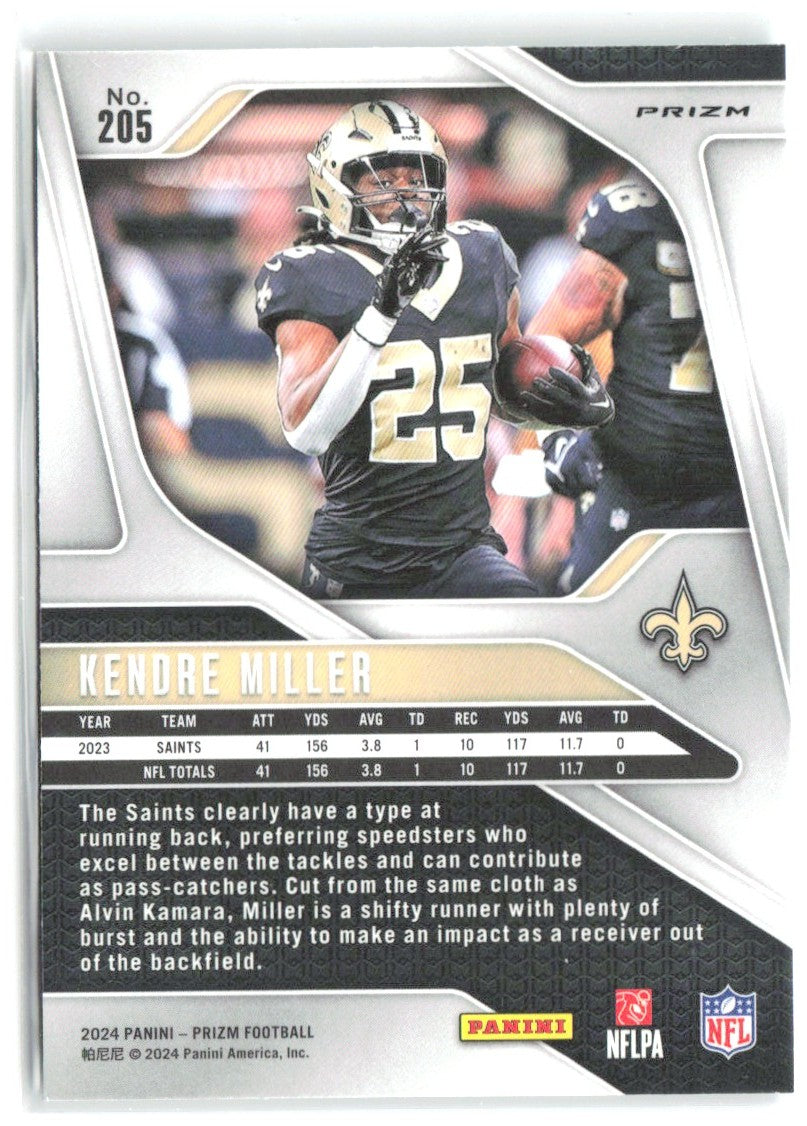 Kendre Miller Panini Prizm - Green 205 2024 New Orleans Saints