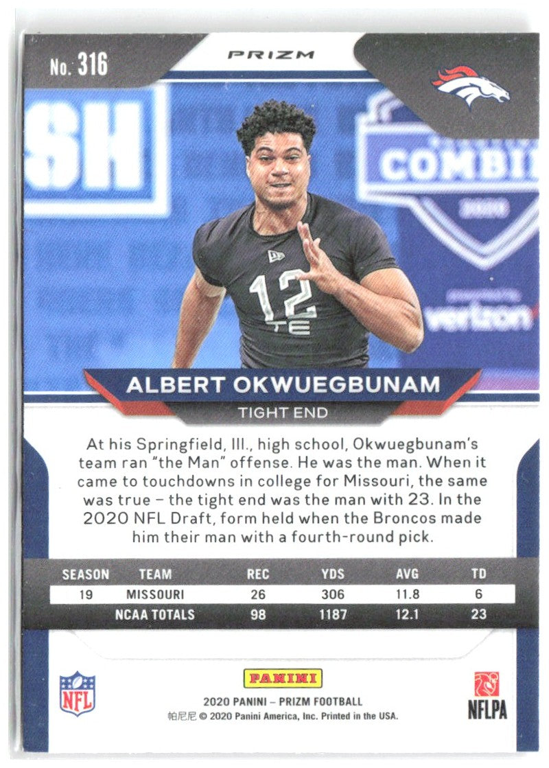 Albert Okwuegbunam Panini Prizm - Prizm Red Ice 316 2020 Denver Broncos