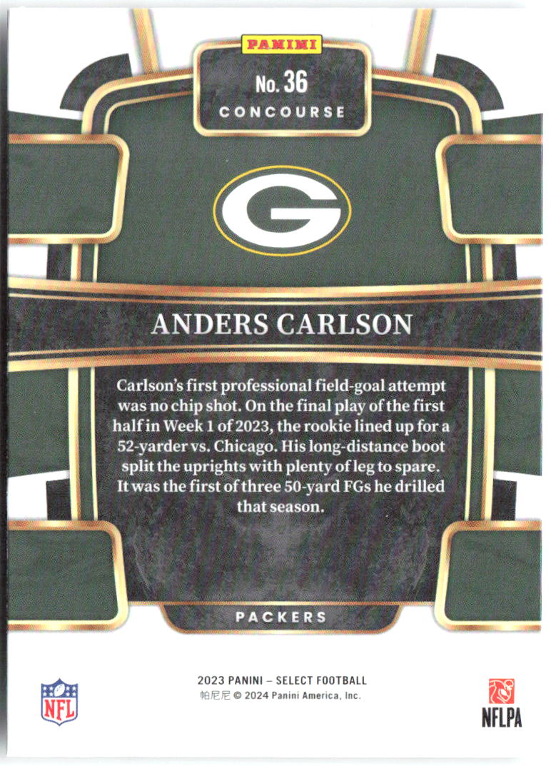 Anders Carlson Panini Select 36 2023 Green Bay Packers