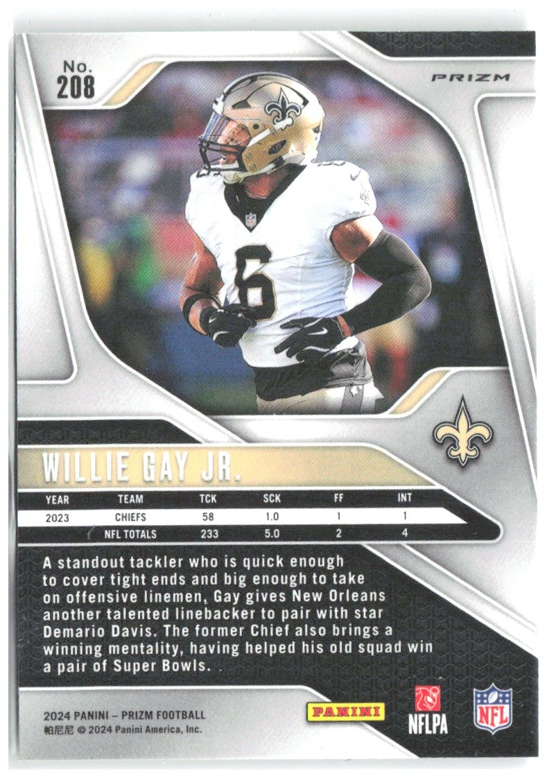 Willie Gay Jr. Panini Prizm - Green 208 2024 New Orleans Saints