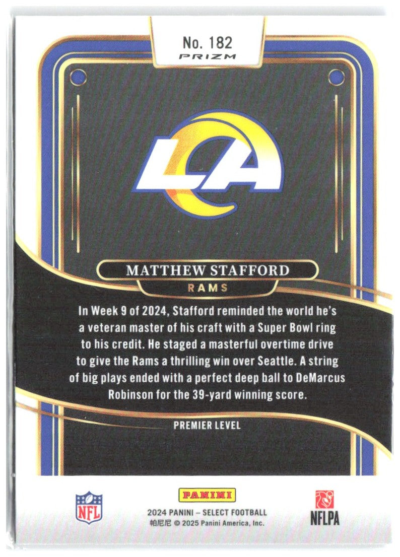 Matthew Stafford Select - Black & Blue Prizm Shock 182 2024 Los Angeles Rams