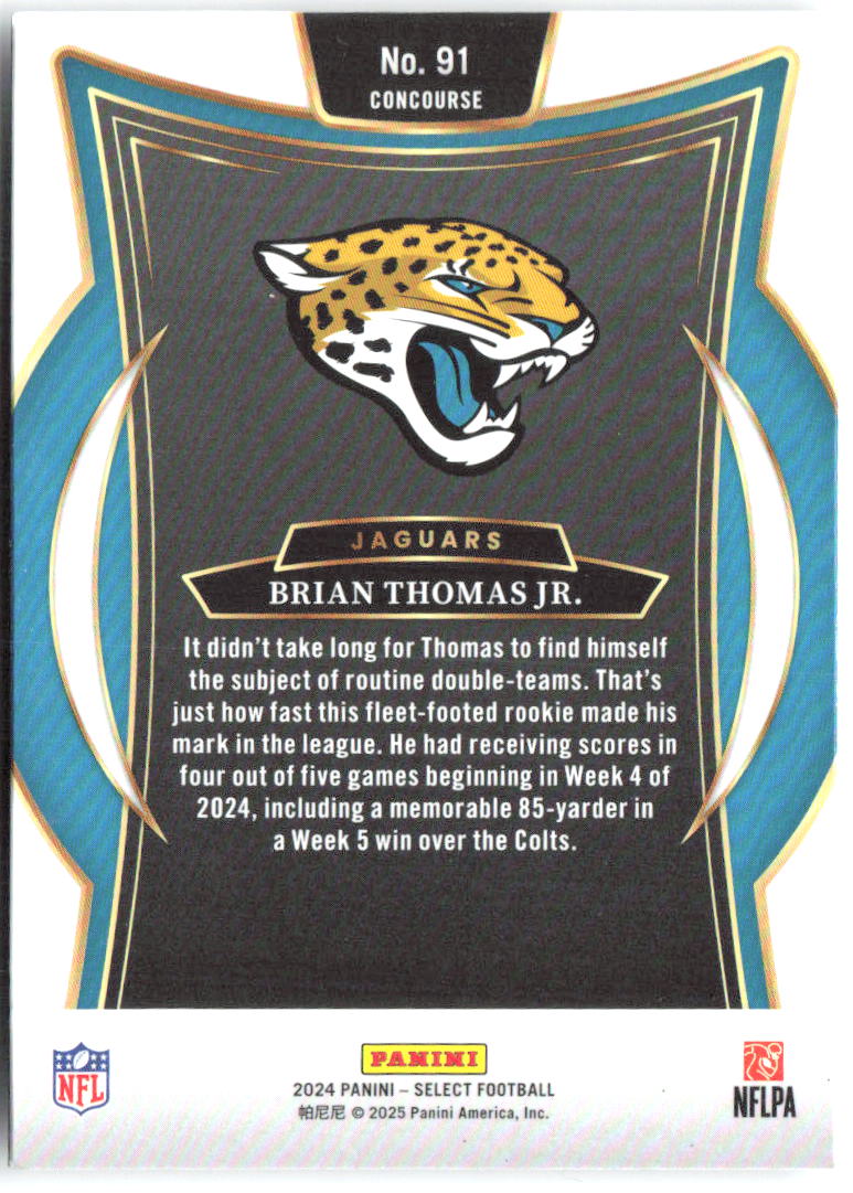 Brian Thomas Jr. Panini Select 91 2024 Jacksonville Jaguars RC